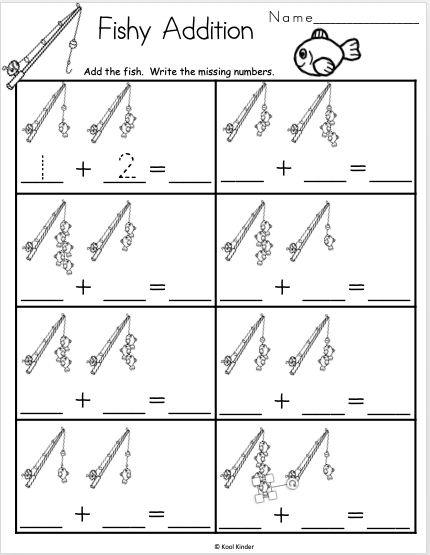 Free Fishy Addition Worksheet for Kindergarten | Made By Teachers