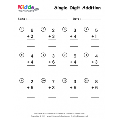 Free Printable Addition Worksheets - kiddoworksheets