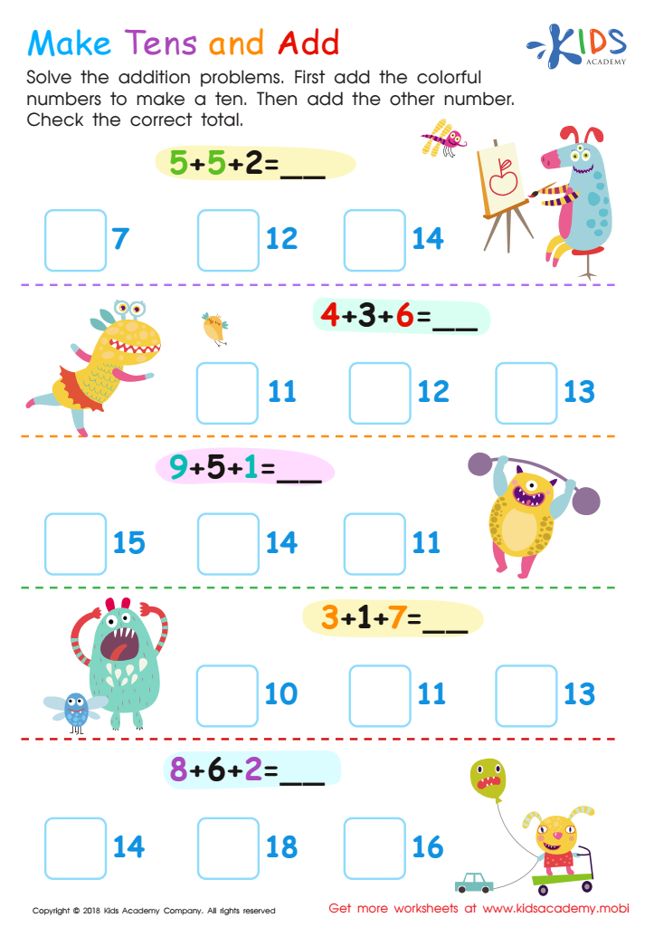 Addition worksheets for grade 1 - Free printables for first grade