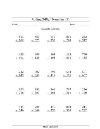 addition worksheet doc