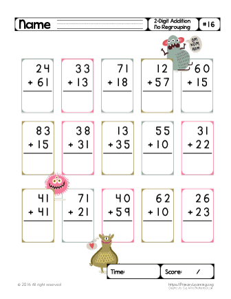 Two Digit Addition (No Regrouping) #16  
