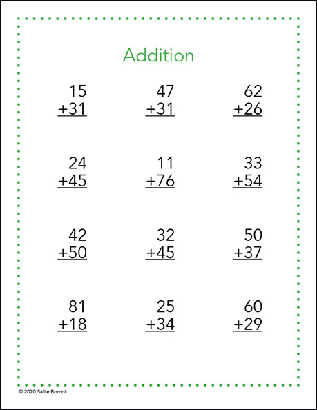 addition worksheet double digit with