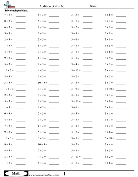 addition worksheet drills