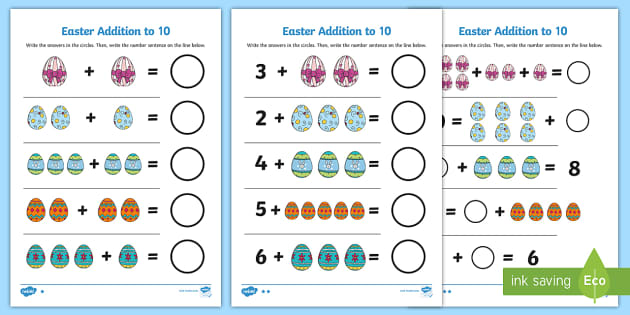 Easter Addition Sheet (teacher made) - Twinkl