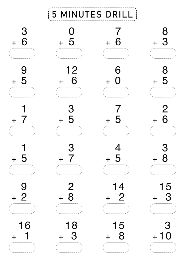 Addition Worksheets for Grade 1 with Answer Key