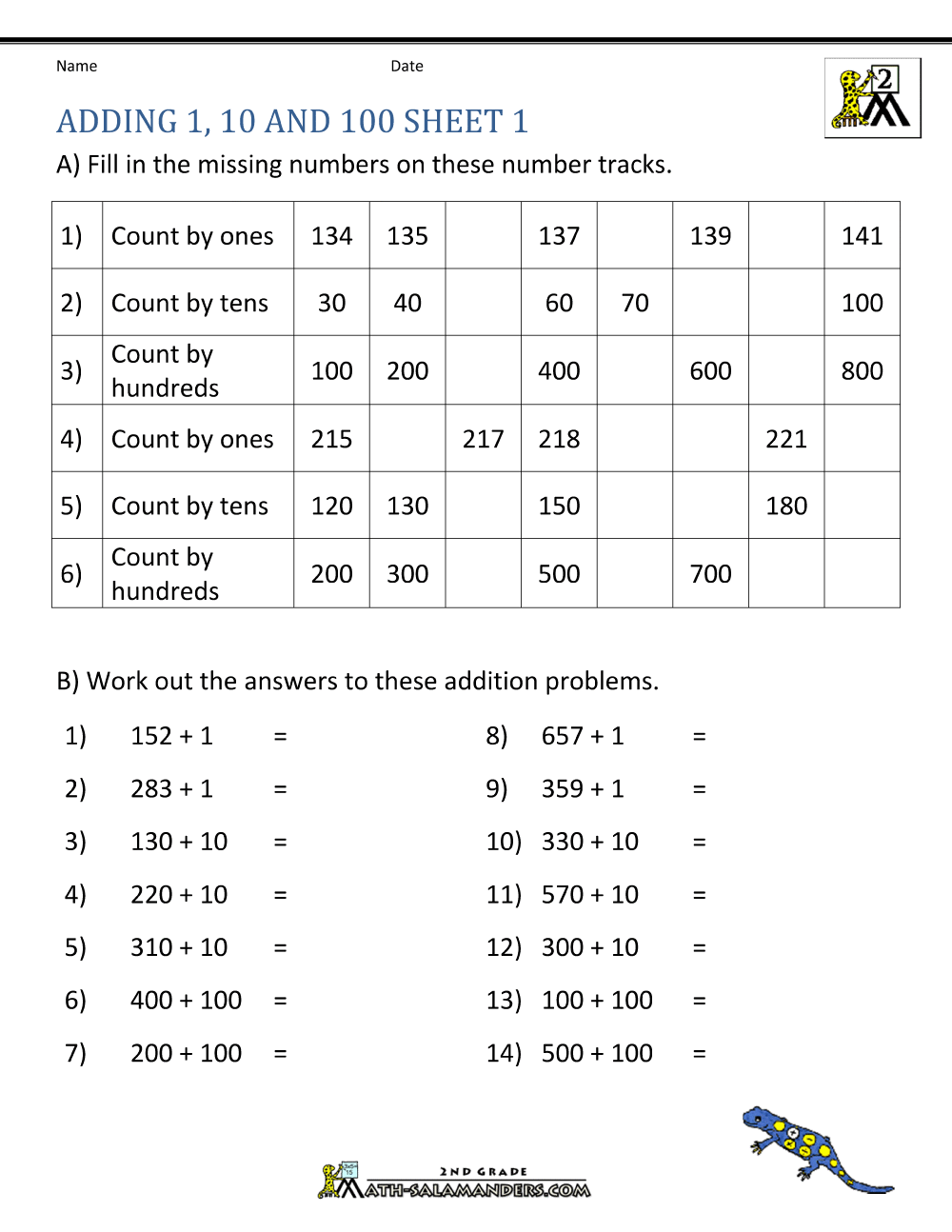 addition worksheet for 10 year