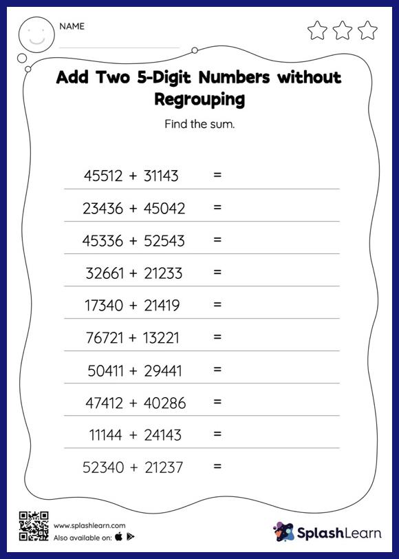 addition worksheet for 5th grade