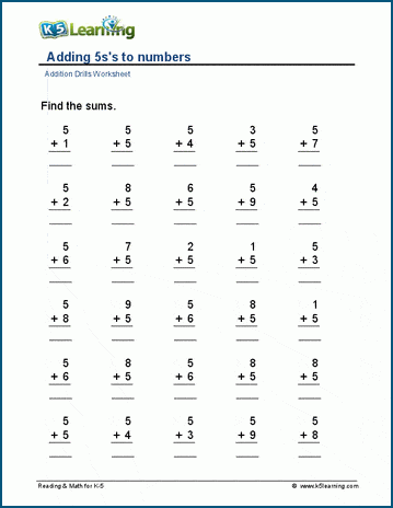 Adding 5s to numbers worksheets | Worsheets library