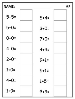 Simple Addition Worksheet for Kindergarten and First Grade