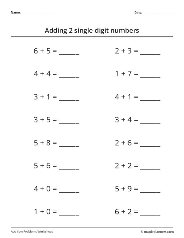 addition worksheet for grade 1 free