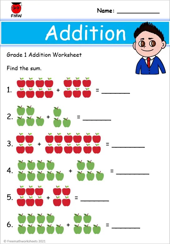 addition worksheet for grade 1 printable