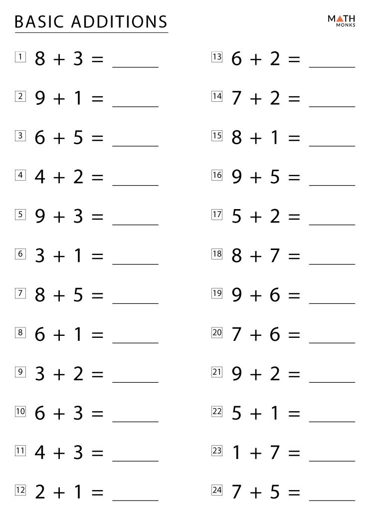 addition worksheet for grade 1 printable