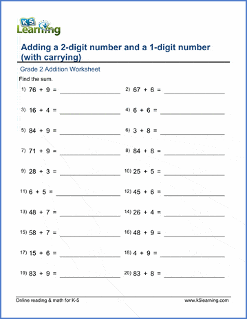 addition worksheet for grade 1 with regrouping