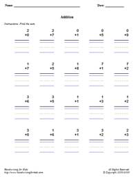 addition worksheet for grade 1 without carryover