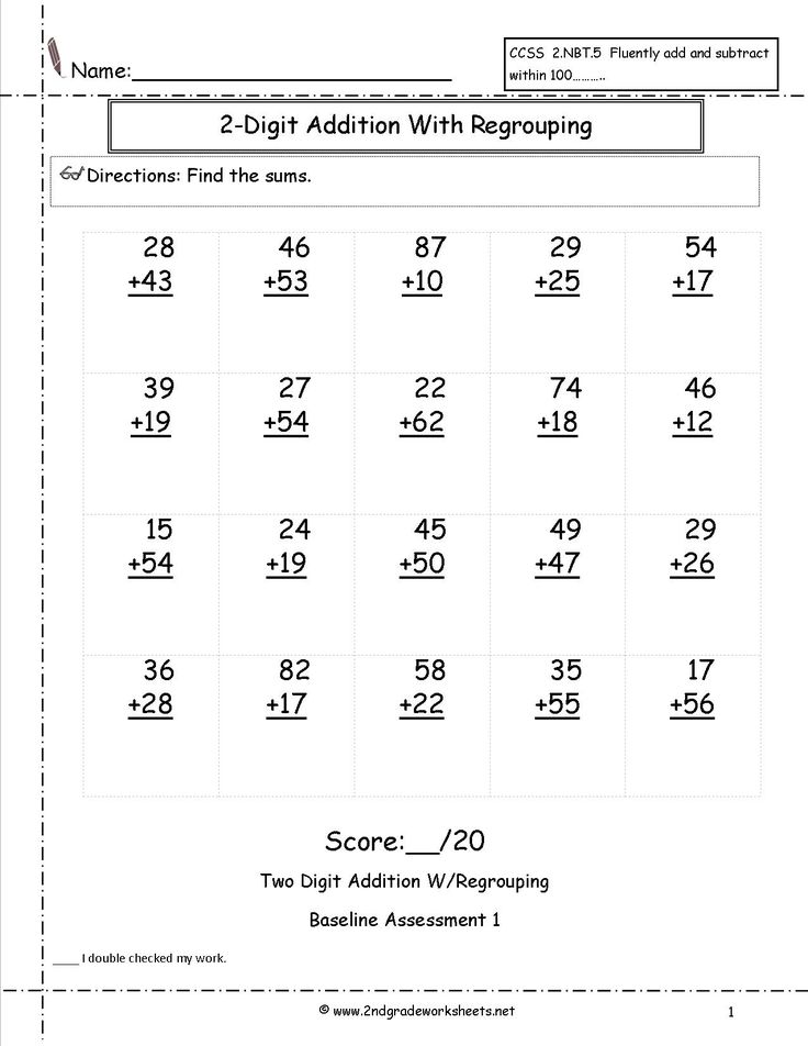 addition worksheet for grade 1 without carryover