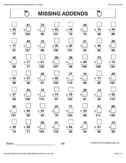 Grade 3 - Math Worksheets (Vertical Addition)