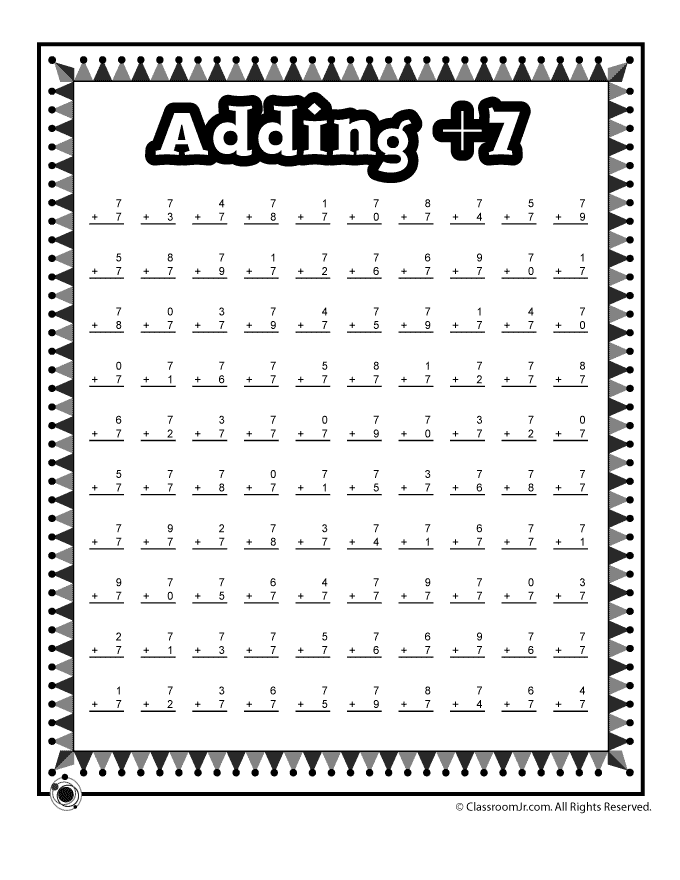 addition worksheet for junior