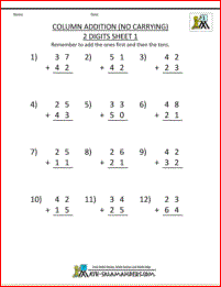 addition worksheet for kindergarten and first grade