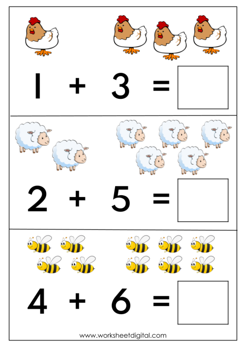 addition worksheet for kindergarten students
