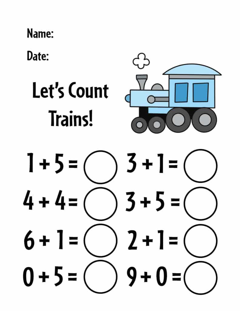 addition worksheet for kindergarten using