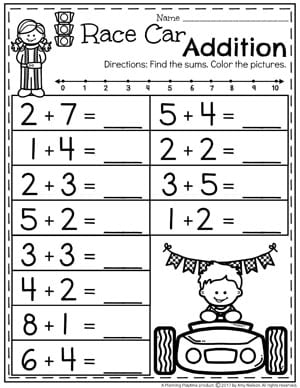 addition worksheet for preschool math