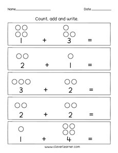 addition worksheet for preschool with