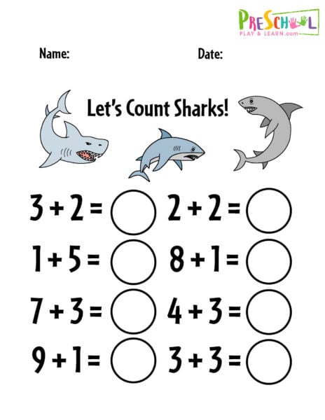 addition worksheet for preschool