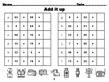 Second Grade Addition up to 100, Camping Math Activities worksheet ...