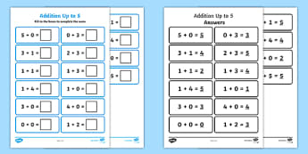 addition worksheet for senior