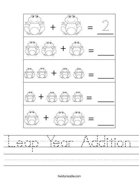 Leap Year Addition Worksheet - Twisty Noodle