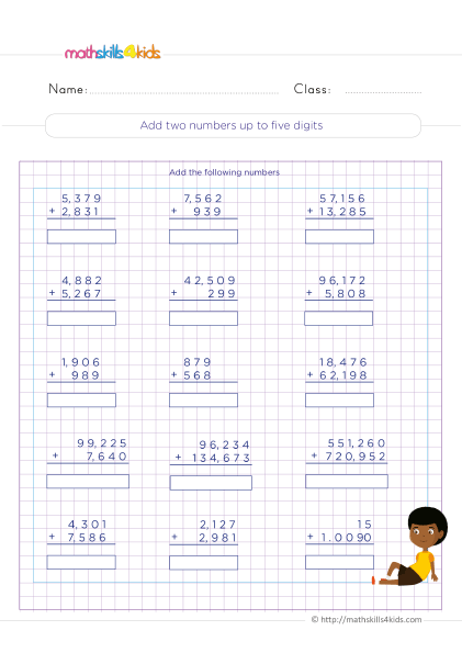 addition worksheet free 4th