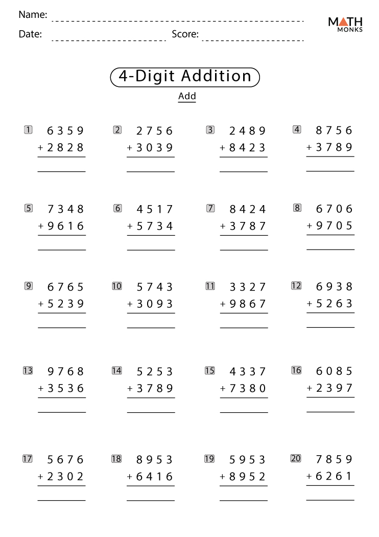Addition Worksheets with Answer Key