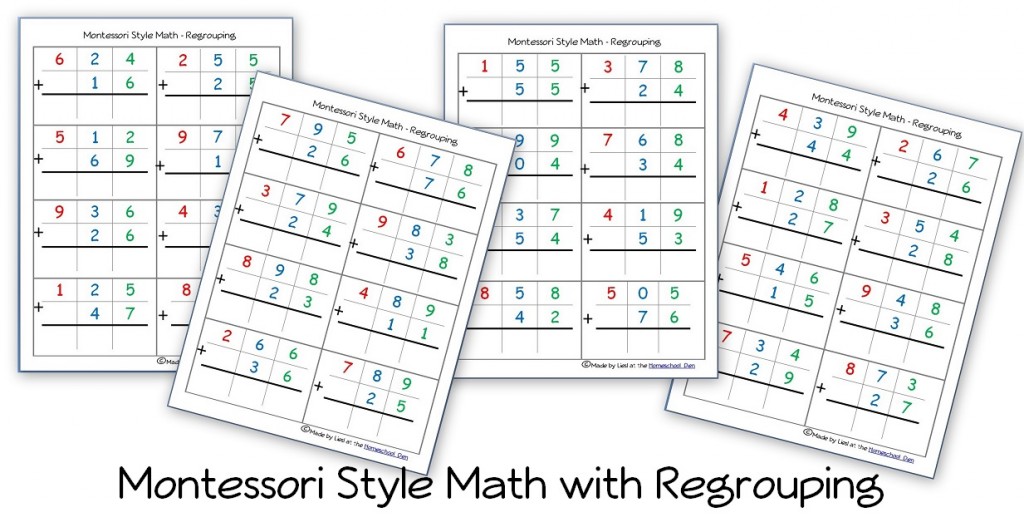 Free Montessori Style Addition Pages - with Regrouping (Carrying ...