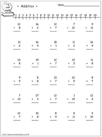 2 Digit + 1 Digit Addition Worksheet 1 Worksheets