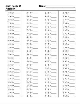 Math Facts Worksheet Generator - Sampler | Math fact worksheets ...