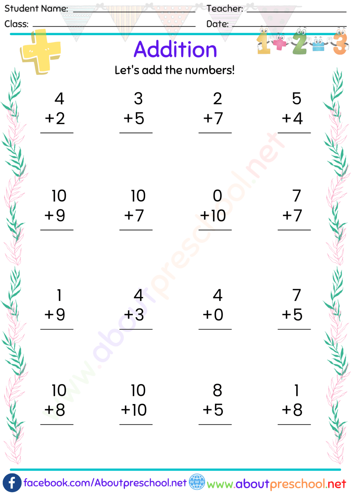 Addition Worksheets Archives - Page 13 of 13 - About Preschool