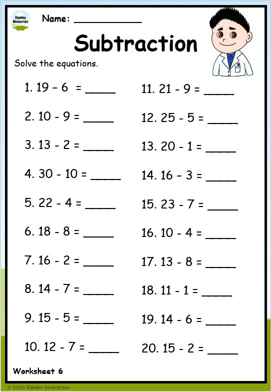 Grade 1 Subtraction Worksheets | Free Printables | Math Worksheets