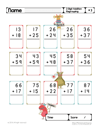 addition worksheet grade 2 regrouping