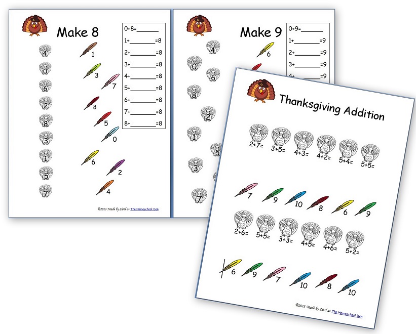 Thanksgiving Math - Free Basic Addition and Number Family Sheets ...