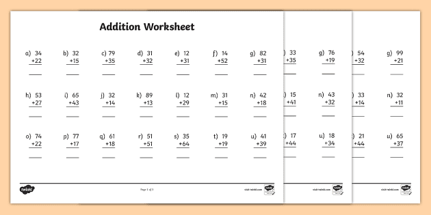 Printable 2-Digit Number Addition Worksheets | 