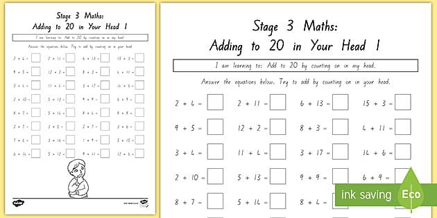 addition worksheet key stage