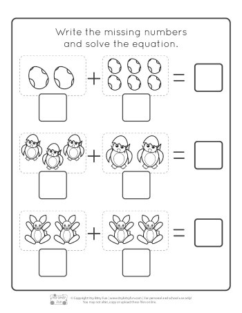 addition worksheet kindergarten easy