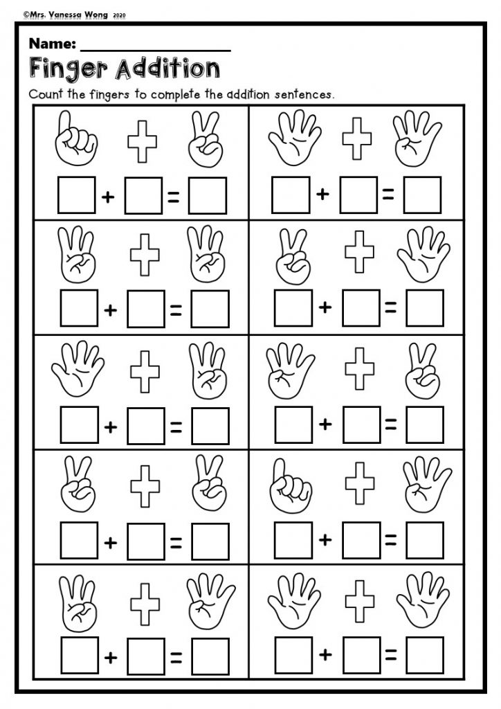 Kindergarten Math Addition Worksheets Picture Addition Mrs 