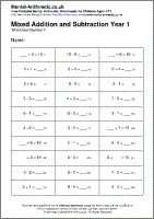 Mixed Addition and Subtraction Year 1 Worksheets - Free Printable PDF