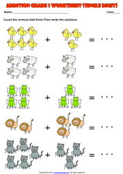 Grade 1 Addition Printable Worksheets and Exercises