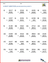 Addition 4 Digit Worksheets 3rd Grade