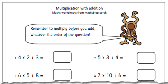 Year 4 worksheet: Multiplication with addition - Maths Blog