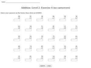 Addition: Level 2: Exercise 4 (no carryovers) Worksheet for 1st ...