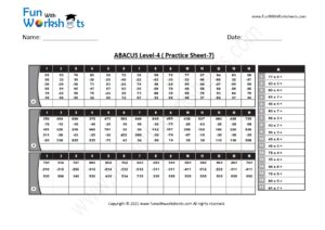 Abacus Practice worksheets Level 4 - Funwithworksheets.com
