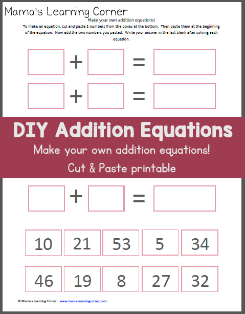 Make Your Own Addition Worksheet (Cut &  Paste) - Mamas Learning Corner